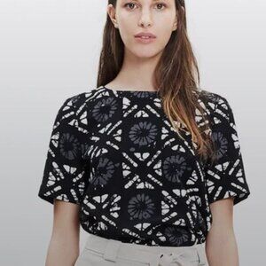 Madewell Short Sleeve Black White Gray Hi Low Button Back Top Size XS